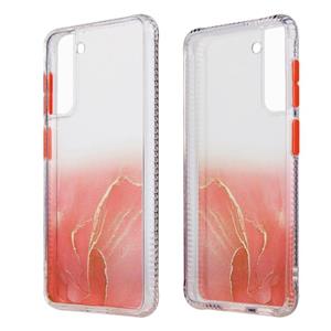 huismerk Voor Samsung Galaxy S21+ 5G Marble Texture TPU + PC Beschermhoes(Oranje)