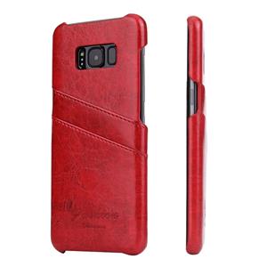 huismerk Fierre Shann retro olie Wax textuur PU lederen draagtas voor Galaxy S8 PLUS/G9550 met kaartsleuven (rood)