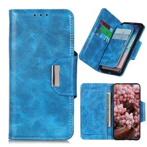 huismerk Voor Samsung Galaxy S21 5G Crazy Horse Texture horizontale flip lederen hoesje met houder 6-kaart slots &portemonnee (blauw)