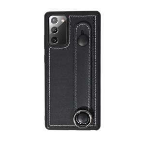 huismerk Voor Samsung Galaxy Note 20 Top Layer Cowhide Schokbestendige beschermhoes met polsbandbeugel(zwart)