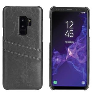 huismerk Fierre Shann Retro olie Wax textuur PU lederen Case voor Galaxy S9 met Card Slots (zwart)