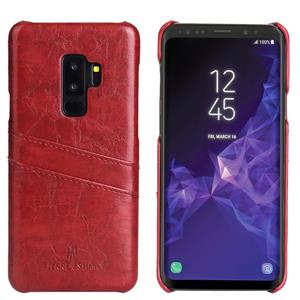 huismerk Fierre Shann retro olie Wax textuur PU lederen draagtas voor Galaxy S9 met kaartsleuven (rood)