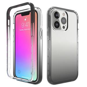 huismerk Schokbestendige Hoge Transparantie Two-Color Gegroeidual Change PC + TPU Candy Kleuren Beschermhoes Voor iPhone 13 Pro (Zwart)