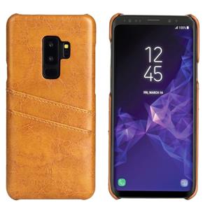 huismerk Fierre Shann retro olie Wax textuur PU lederen draagtas voor Galaxy S9 met kaartsleuven (geel)