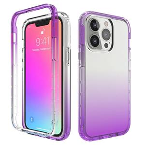 huismerk Schokbestendige Hoge Transparantie Two-Color Gegroeiduuele Wijzigen PC + TPU Candy Kleuren Beschermhoes Voor iPhone 13 Pro (Purple)