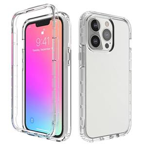 huismerk Schokbestendige Hoge Transparantie Two-Color Gegroeiduuele Wijziging PC + TPU Candy Kleuren Beschermhoes Voor iPhone 13 Pro (Transparent)