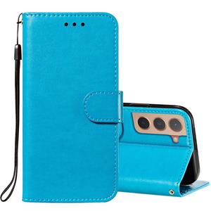 huismerk Voor Samsung Galaxy S22 5G Solid Color Lederen Telefoonhoesje Met Houder & Card Slots & Wallet & Lanyard (Blauw)