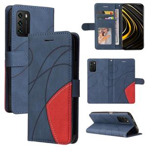 huismerk Voor Xiaomi Poco M3 / Redmi Note 9 4G CN Versie Dual-Color Splicing Horizontale Flip PU Lederen Case met Houder & Card Slots & Portemonnee