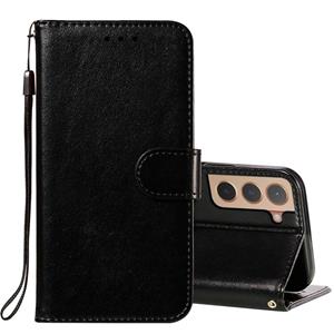 huismerk Voor Samsung Galaxy S22 5G Effen Kleur Lederen Telefoonhoesje Met Houder & Card Slots & Wallet & Lanyard (Black)