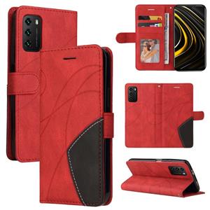 huismerk Voor Xiaomi Poco M3 / Redmi Note 9 4G CN-versie Dual-Color Splicing Horizontale Flip PU Lederen Case met Houder & Card Slots & Portemonnee