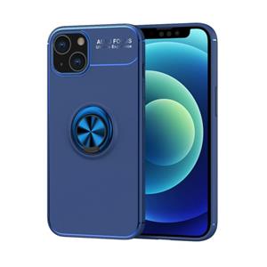 huismerk Metalen ringhouder 360 graden roterende TPU-hoesje voor iPhone 13 Mini (blauw + blauw)