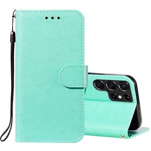 huismerk Voor Samsung Galaxy S22 Ultra 5G Solid Color Lederen Telefoonhoesje Met Houder & Card Slots & Wallet & Lanyard