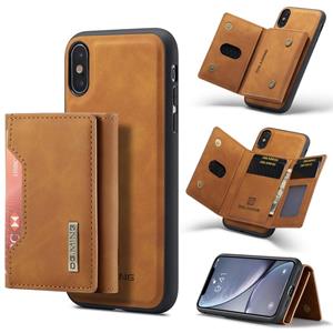 dg.ming DG. MING M2 serie 3-voudige multi card tas + magnetische achterkant schokbestendig geval met portemonnee en houder functie voor iPhone XS Max (bruin)