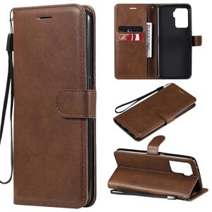 huismerk Voor Oppo A94 4G Solid Color Horizontal Flip Bescherming Lederen Case met Houder & Card Slots & Portemonnee & Photo Frame & Lanyard (Brown)