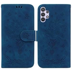 huismerk Voor Samsung Galaxy A32 5G Butterfly Rose Lederen telefoonhoesje