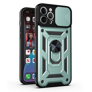 huismerk Schuifcamera Cover Ontwerp Precieze gat TPU + PC Beschermhoes voor iPhone 13 (Dark Green)