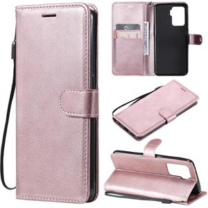 huismerk Voor Oppo A94 4G Solid Color Horizontal Flip Beschermend Lederen Case met Houder & Card Slots & Portemonnee & Photo Frame & Lanyard (Rose Gold)