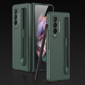 For Samsung Galaxy Z Fold3 5G GKK Ultra-thin Full Coverage Phone Flip Case with Pen Slot(Dark Green)