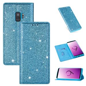 huismerk Voor Samsung Galaxy S9 Ultrathin Glitter Magnetic Horizontal Flip Leather Case met Holder & Card Slots (Sky Blue)