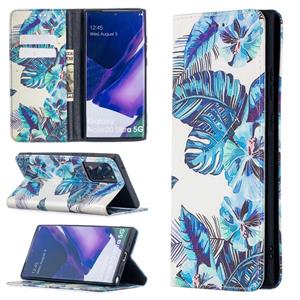 huismerk Voor Samsung Galaxy Note20 Ultra gekleurd tekenpatroon Onzichtbaar magnetisch horizontaal flip pu lederen hoesje met houder & kaartslots & portemonnee