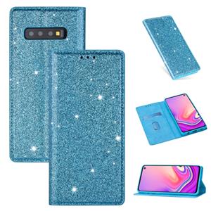 huismerk Voor Samsung Galaxy S10 Ultrathin Glitter Magnetic Horizontal Flip Leather Case met Holder & Card Slots (Sky Blue)