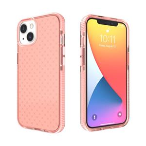 huismerk Rasterpatroon Schokbestendig Transparante TPU-telefooncase voor iPhone 13 (Roze)