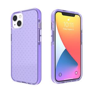 huismerk Grid Patroon Schokbestendig Transparante TPU-telefooncase voor iPhone 13 (Paars)