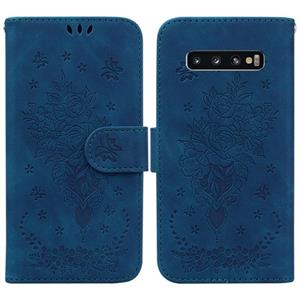 huismerk Voor Samsung Galaxy S10 Butterfly Rose Lederen telefoonhoesje