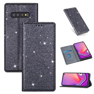 huismerk Voor Samsung Galaxy S10 Ultrathin Glitter Magnetic Horizontal Flip Leather Case met Holder & Card Slots(Grijs)