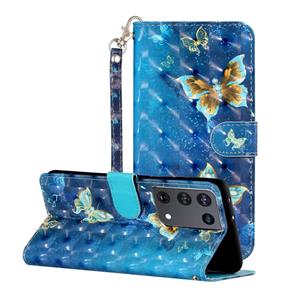 huismerk Voor Samsung Galaxy S21 Ultra 5G 3D Patroon Horizontale Flip Lederen Case met Houder & Kaart Slots & Portemonnee & Lanyard (Rankine Butterfly)