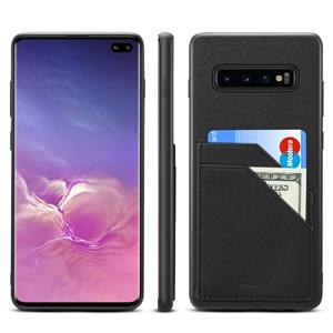 Voor Galaxy S10 plus Denior v1 luxe auto koeienhuid lederen beschermhoes met dubbele kaartsleuven (zwart)