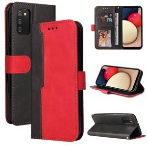 huismerk Voor Samsung Galaxy A02S US Versie Business Stitching-Color Horizontale Flip PU Lederen Case met Houder & Card Slots & Fotolijst