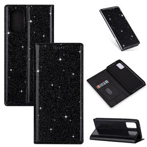 huismerk Voor Samsung Galaxy S20 Ultrathin Glitter Magnetic Horizontal Flip Leather Case met Holder & Card Slots(Zwart)