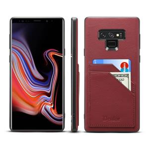 Voor Galaxy Note9 Denior v1 luxe auto koeienhuid lederen beschermhoes met dubbele kaartsleuven (donkerrood)