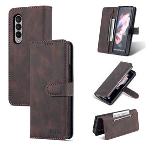 For Samsung Galaxy Z Fold3 5G AZNS Dream II Skin Feel PU+TPU Horizontal Flip PU Phone Case(Coffee)