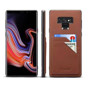 Voor Galaxy Note9 Denior V1 Luxe Auto Cowhide Lederen beschermhoes met dubbele kaart slots (Bruin)