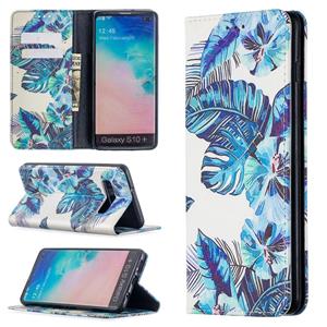 huismerk Voor Samsung Galaxy S10 Plus Gekleurd tekenpatroon Onzichtbaar magnetisch horizontaal flip pu lederen hoesje met houder & kaartslots & portemonnee (bl