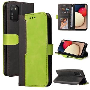 huismerk Voor Samsung Galaxy A02S EU-versie Business Stitching-Color Horizontale Flip PU Lederen Case met Houder & Card Slots & Fotolijst