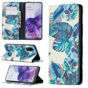 huismerk Voor Samsung Galaxy S20 Gekleurd tekenpatroon Onzichtbaar magnetisch horizontaal flip pu lederen hoes met houder & kaartslots & portemonnee (blauwe bl