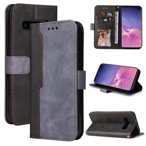 huismerk Voor Samsung Galaxy S10 Zakelijke Stitching-Color Horizontale Flip PU Lederen Case met Houder & Card Slots & Fotolijst (Gray)