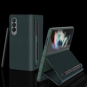 For Samsung Galaxy Z Fold3 5G GKK Ultra-thin Horizontal Flip Leather Phone Case with Pen Slot(Dark Green)