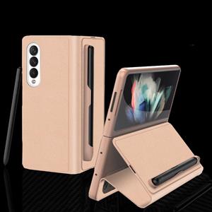 For Samsung Galaxy Z Fold3 5G GKK Ultra-thin Horizontal Flip Leather Phone Case with Pen Slot(Gold)