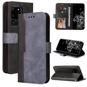 huismerk Voor Samsung Galaxy S20 Ultra Business Stitching-Color Horizontale Flip PU Lederen Case met Houder & Card Slots & Fotolijst (Grijs)