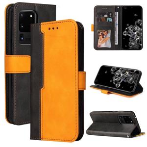 huismerk Voor Samsung Galaxy S20 Ultra Business Stitching-Color Horizontale Flip PU Lederen Case met Houder & Card Slots & Fotolijst (Oranje)