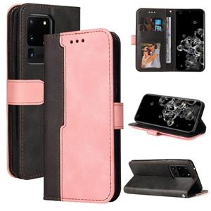 huismerk Voor Samsung Galaxy S20 Ultra Business Stitching-Color Horizontal Flip PU Lederen Case met Houder & Card Slots & Fotolijst (Pink)