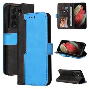 huismerk Voor Samsung Galaxy S21 Ultra 5G Business Stitching-Color Horizontale Flip PU Lederen Case met Houder & Card Slots & Fotolijst