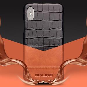 Voor iPhone X / XS QIALINO Crocodile Texture Cowhide Leather Beschermhoes