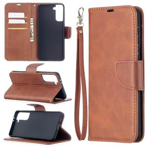 huismerk Voor Samsung Galaxy S30 Plus Lambskin Texture Pure Color Horizontale Flip PU Lederen case met Holder & Card Slots & Wallet & Lanyard(Bruin)