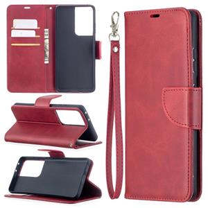 huismerk Voor Samsung Galaxy S30 Ultra Lambskin Texture Pure Color Horizontale Flip PU Lederen case met Holder & Card Slots & Wallet & Lanyard(Red)