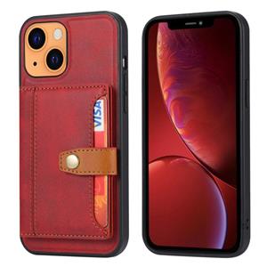 huismerk Calfskin kleur matching shockproof tpu + pu case met houder & kaart slot voor iphone 13 mini